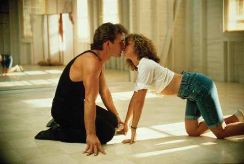 Patrick Swayze and Jennifer Grey on the NC set of 'Dirty Dancing' (1987).